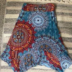 Bohemian Blue and Red Mandala Skirt